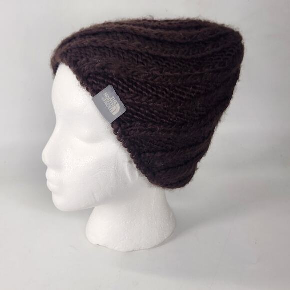 The North Face Wool Blend Chunky Knit Hat Unisex Choco Brown Ski Luxury - Picture 4 of 9
